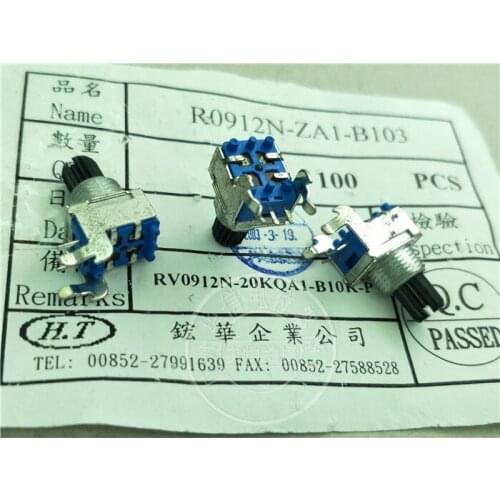 8pcs RK0937N horizontal single potentiometer B10K / handle with thread length 11MM knurled shaft R0912N-ZA1-B103