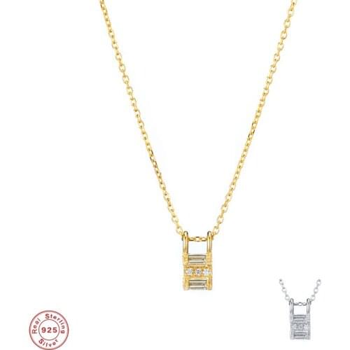 Aide 925 Sterling Silver Vintage Delicate Lock Pendant Necklaces For Women Luxury Choker Clavicle Chain Necklace Party Jewelry