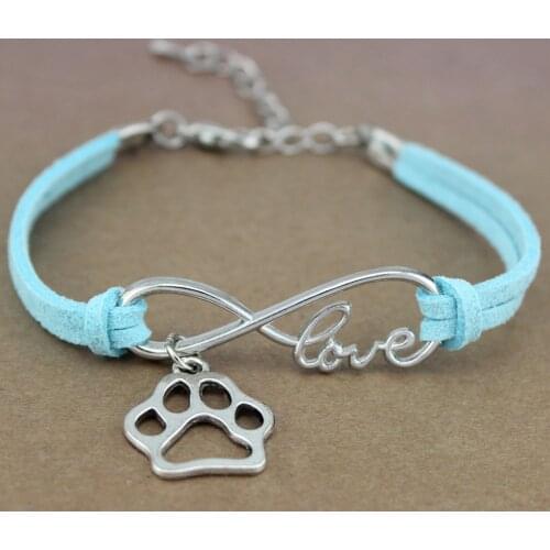 Dog Paws Best Friends Heart Unicorn Animal Infinity Love Charm Bracelets Silver Jewelry Women Men Girl Boy Unisex Gift 20 Colors