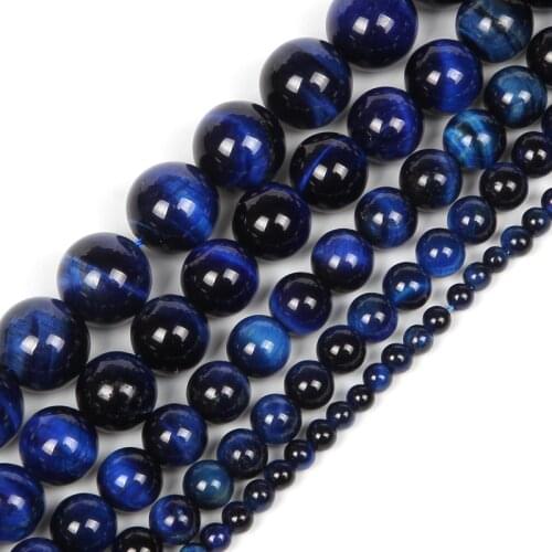 Natural Stone Beads Lapis Tigers Eye A Round Loose Beads For Jewelry Making Bracelet DIY Accessories Needlework Strand 4-12MM