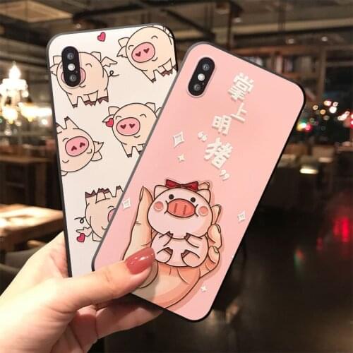 Cute 3D Emboss Phone Case For iPhone X XS XR 11 12 Pro MAX 6 7 8 Plus Capa Soft TPU Back Covers Cartoon Pig Matte Phone Cases