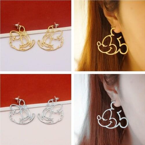 Cxwind Animal Mouse Earing Tiny Cartoon Rat Earrings for Women Kids Earring Ear Studs Pendientes Charm Leaf Heart Cat Jewelry