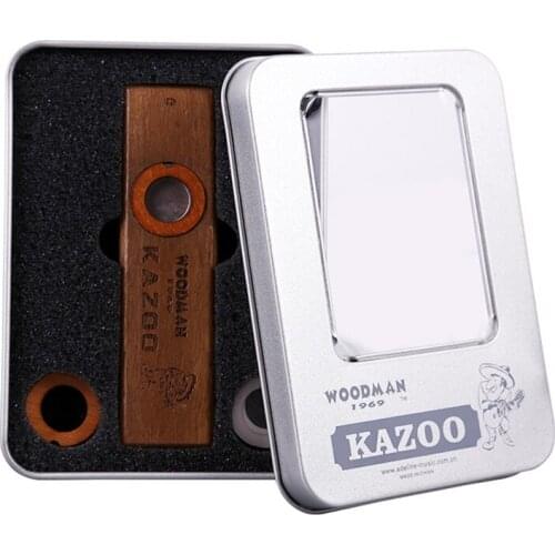 Wooden Kazoo Orff Instruments Ukulele Guitar Partner Woodman Wood Harmonica With Metal Box Kazoo for Adult Kids Kazoo