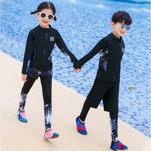 Children Bathing Suits Long Sleeve For Kids Teenage Swimwear Rashgard Plus Size Tankini Swimsuits Child Boys Girls Separate Swim