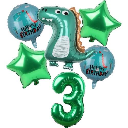 7pcs/set Dinosaur Foil Balloons Boys Animal Balloons Happy Birthday Balloon Baby Shower Birthday Party Jurassic World Decoration