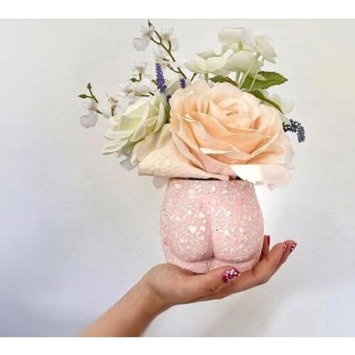 Concrete Flower Pot Mold Big Butt Flower Pot Creative Home Decoration Body Torso Vase Clay Epoxy Resin Cement Pen Plug Silicone