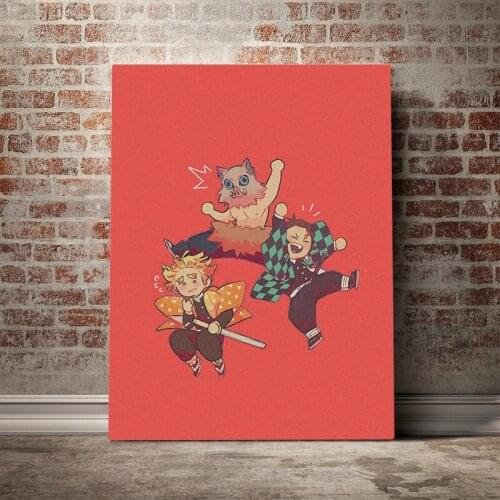 Prints Tanjiro Zenitsu Inosuke Canvas Painting Home Decoration Modular Wall Art Cute Pictures Modern Frame Poster Living Room