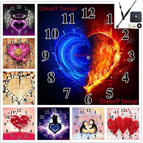 Decortion home wall sticker clock 5d diamond painting full diamond embroidery set clock heart rhinestone pictures diamond mosaic