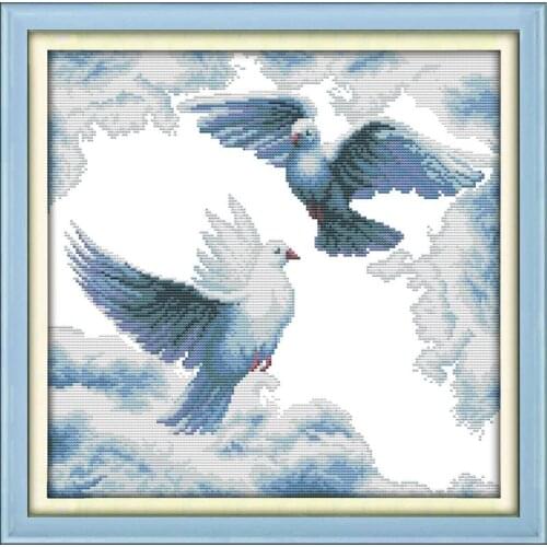 The Peaceful White Dove Chinese Counted Printed Canvas Cross Stitch Pattern Diy Kits DMC14CT Embroidery Needlework Sets Decor