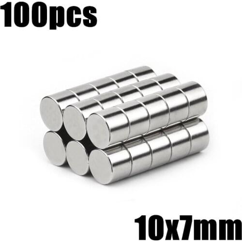 100pcs 10x7mm Super Powerful Strong Bulk Small Round NdFeB Neodymium Disc Magnets Dia 10mm x 7mm N35 Rare Earth NdFeB Magnet