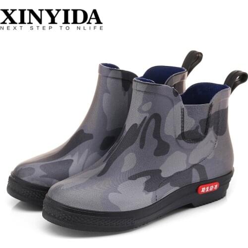 Non-slip Wearproof Unisex Rain Shoes Slip On Breathable Casual Safety Shoes Fashion Waterproof Ankle Rain Boot Plus Size 36-45