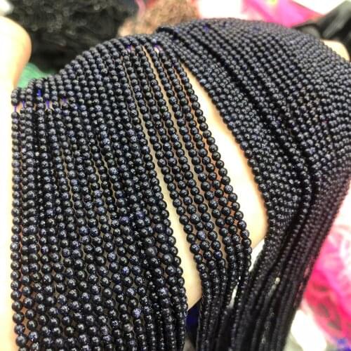 New Natural Blue Sandstone Small Beads Round Shape Charms for Making DIY Jewelry Necklace Accessories Size 2 3 mm