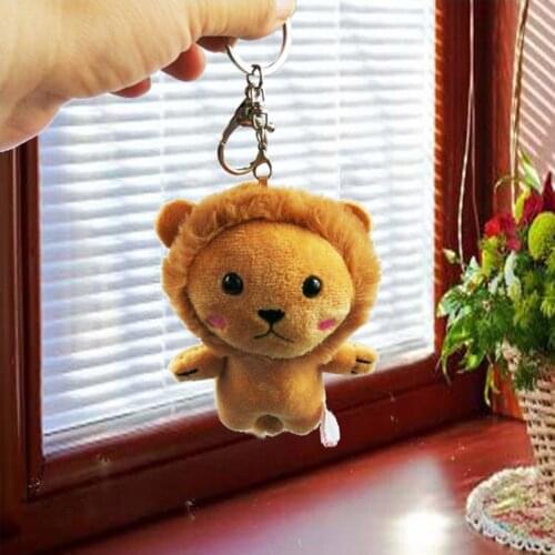 New lovely 10cm plush simulation lion Favorite coolKeychain Bag decoration stuffed soft christmas festival gift for friend kid