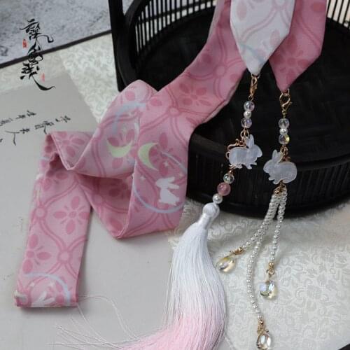 Rabbit Hair Band Hanfu Tassel Hair Band Antique Pearl Streamers Headdress Accessories Accessories
