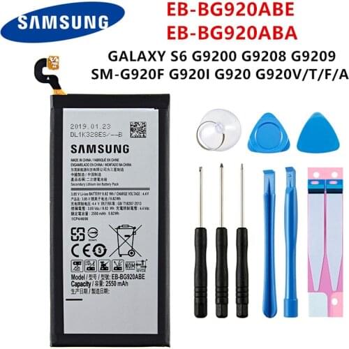 SAMSUNG Orginal EB-BG920ABE EB-BG920ABA 2550mAh Battery For SAMSUNG Galaxy S6 G9200 G9208 G9209 G920F G920 G920V/T/F/A/I +Tools