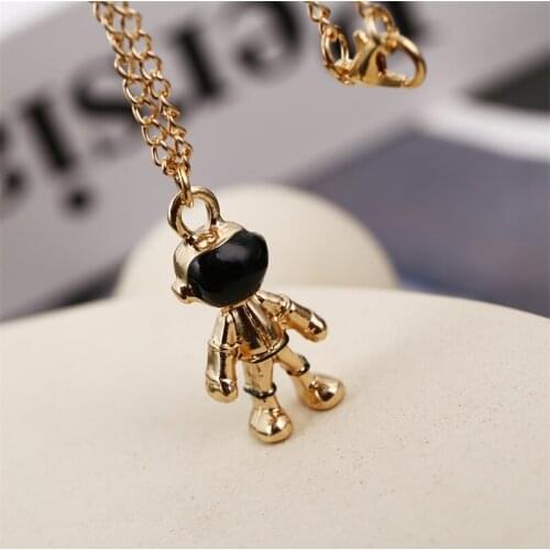 Cute Gold Silver Color Astronaut Necklaces & Pendants For Women Men Punk Style Fashion Long Link Chain Necklace Party Jewelry