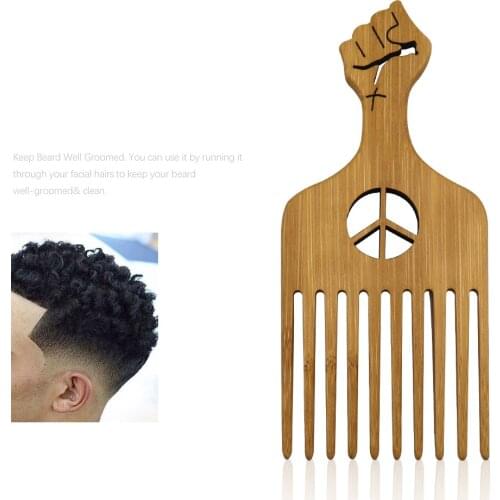 Hot Sale Salon Use Natural Wooden African Pick Comb Insert Curly Hairbrush Afro Hair Wide Teeth Comb Hairdressing Styling Tool
