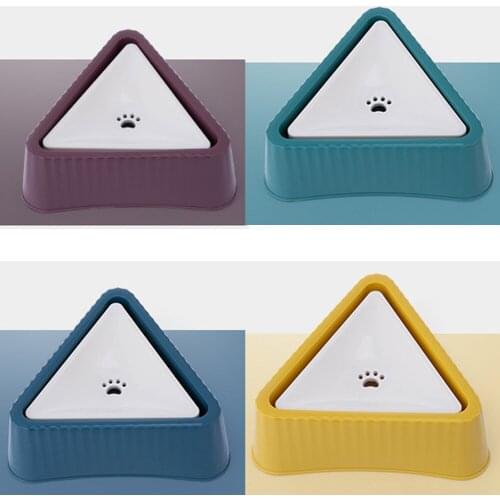 Dog Drinking Water Bowl Floating Non-Wetting Mouth Cat Bowl Without Spill Water Dispenser ABS Plastic DogTtriangle Drinker