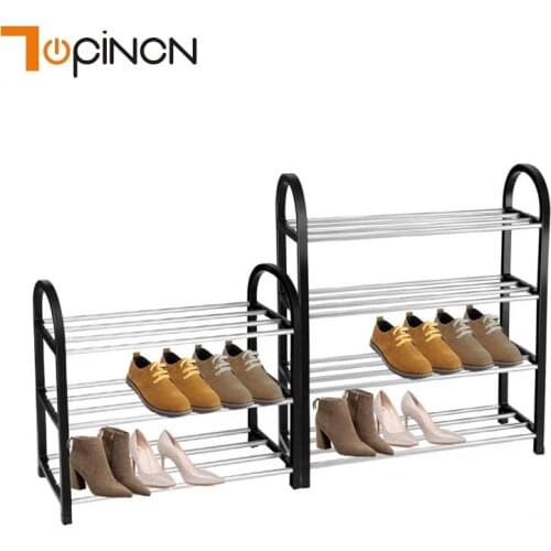 Plastic Aluminum Metal Standing Shoe Rack DIY Shoes Storage Shelf Home Organizer Door Shoe Storage Cabinet Shelf Home Furniture
