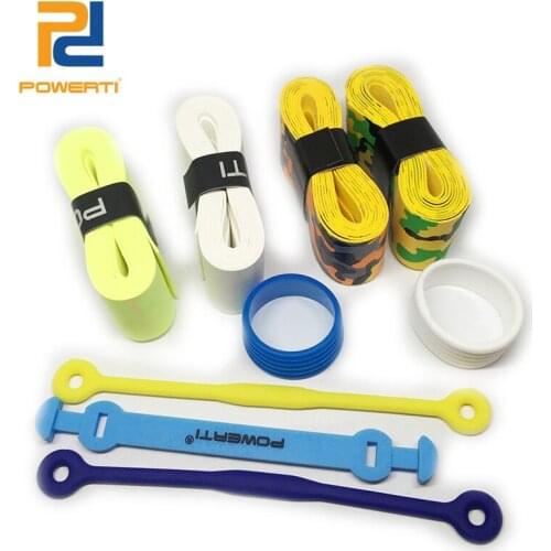 POWERTI 2pcs Dry Overgrip Sweatband+2pcs Camouflage Dry Overgrip +2pcs Tennis Racket Ring +3pcs Dampener for Tennis Racket