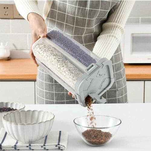 Transparent Airtight Jar for Kitchen Storage 4 Grids Divisible Storage Bottle with Lid Bean Food Container Thickened Plastic Box