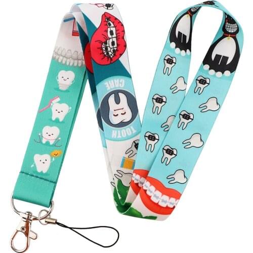 Cartoon Teeth Doctor Nurse Neck Straps Lanyard for Keys USB Gym ID Card Badge Holder Key Chain Keycord Webbing Ribbon Hang Rope