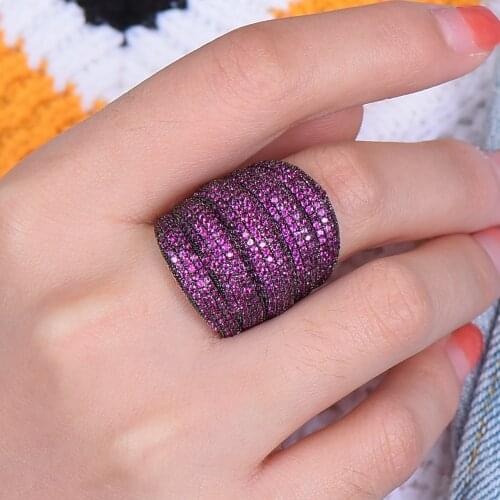 Luxury AAA Cubic Zirconia Geometric Shape Wide Surface Finger Rings for African Engagement Ring Wedding Ring bague femme