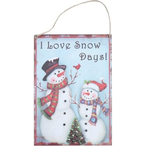 Christmas Wooden Hanging Plaque I Love Snow Days Door Sign Hanger Wall Decoration