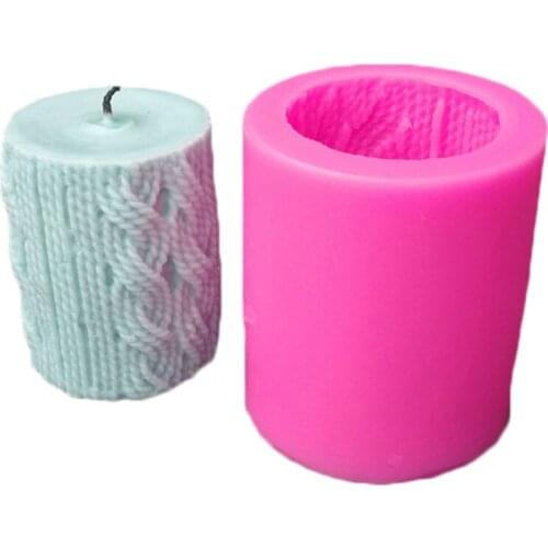 DIY Candles Mould Knitting Wool Cylinder 3D Candles Silicone Mold Aromatherapy Plaster Handmade Candles Aroma Wax Soap Effective