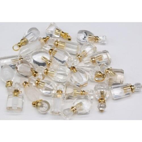 Natural Stone Perfume Bottle Pendant White Crystal Two-Holes Connector For Jewelry Making DIY Bracelet Necklace Accessories