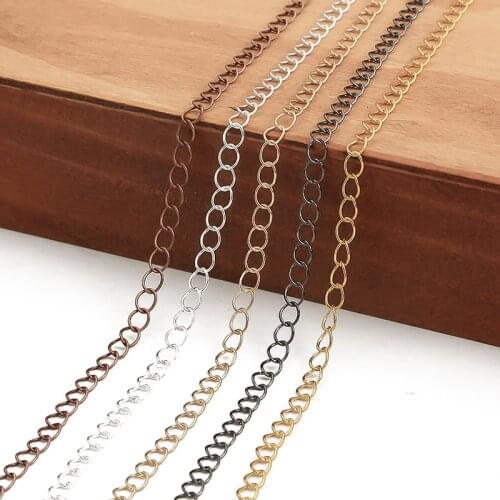 5m/lot 2.5 2.8 3.6 4.8 mm Long Open Link Ring Extended Extension Necklace Chains Tail Extender Chain For Jewelry Making Supplies
