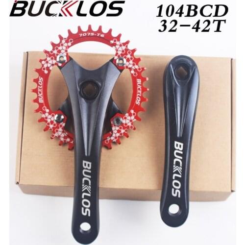 BUCKLOS Bicycle Crankset 104BCD Mountain Bike Chainring 170mm Square Hole Crank Round Oval Chainwheel 32-42T MTB Crankset Part