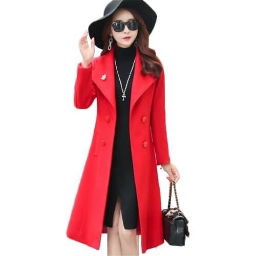 Women Slim Woolen Coat Long 2021 Spring Autumn New Wool Jacket Women Temperament Woolen Jacket Coat Female Plus Size Trench Coat
