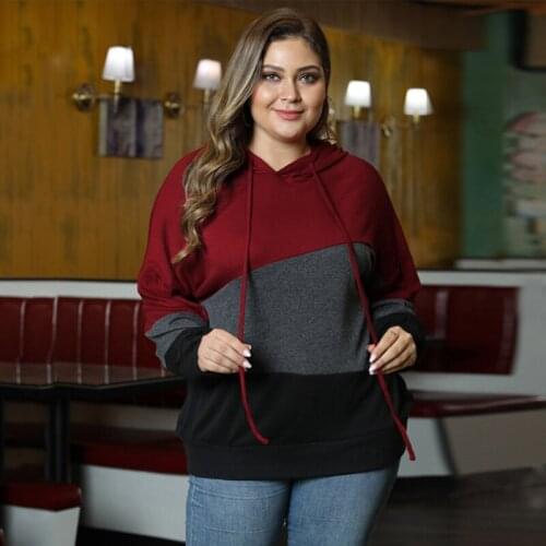 Fioncrow Women Plus Size Pullover Hoodie Colorblock Striped Long Sleeve Hooded Sweatshirt With Hood Autumn 2021 Womens Clothing