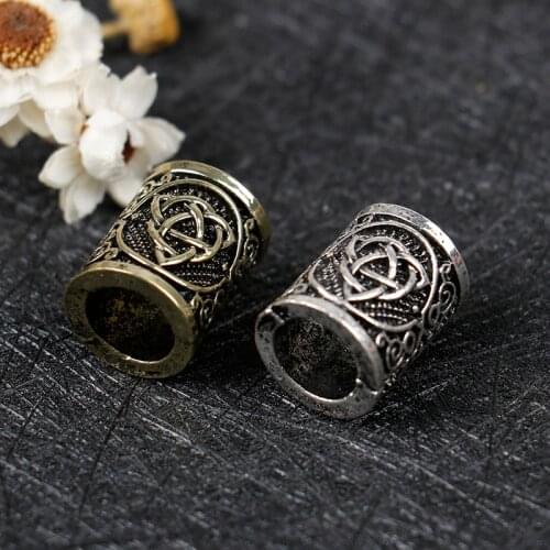 1Pc Vintage Antique Bronze Hair Braid Beard Dreadlock Beads Rings Tube Viking Rune Charm Pendant for DIY Necklace Jewelry Making