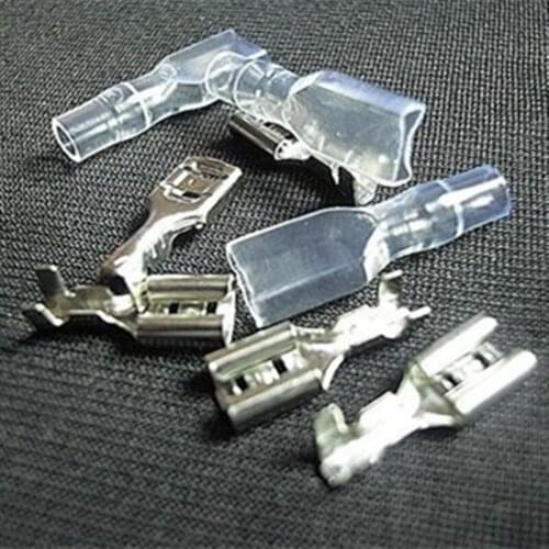 100 Sets 6.3mm Crimp Terminal Splice Female Spade Connector Splice With Case