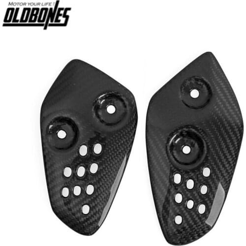 100% Real Carbon Fiber Motorcycle Heel Guard Plate Foot Peg Protector Gloss For Yamaha FZ-07 MT-07 2013 - 2018
