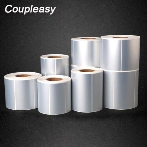1000Pcs/Roll Matte Silver Bar Code Labels PET Label Stickers Thermal Transfer Blank Labels Waterproof Adhesive Stickers 80x50mm