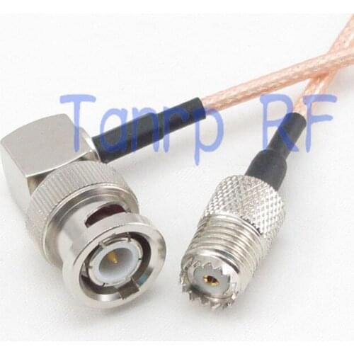 15CM Pigtail coaxial jumper cable RG316 extension cord 6inch BNC male plug right angle to mini UHF female RF adapter connector