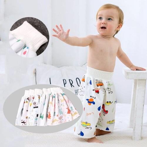 Newborn Training Nappy Children Washable Reusable Diaper Skirt Infant Waterproof Urine Pad Baby Cotton Diaper Changing Pants 2PC