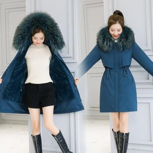 2020 Winter Thick Warm Coat Ladies Waterproof Large Size Slim Fit Office Fur Collar Mom Hooded Parker Mid-Length Jacket Women