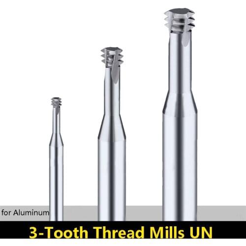 BEYOND 1pcs American UN 3-Thread Mill for Aluminium UNC UNF Carbide Tungsten Steel Milling Tooth Cutter NO.1-64 7/16-14