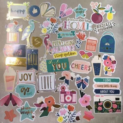 44pcs rural scenery Foil Gold Paper Die Cut Stickers for DIY Scrapbooking Card Making Crafts /photo album Decoration