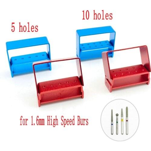 5 Holes/10 Holes Dental Burs Holder Block Dental Disinfection Box Aluminium for 1.6mm High Speed Burs Dentist Tool