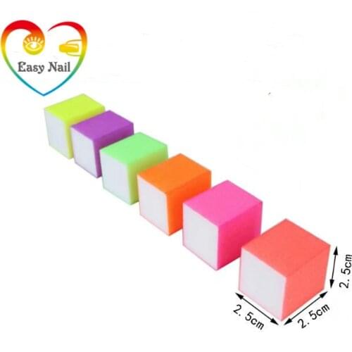 5pcs fluorescence color 25* 25*25mm Buffer mix color Buffing Sanding Files Block Acrylic Nail Art Tips Manicure Tool wholesale