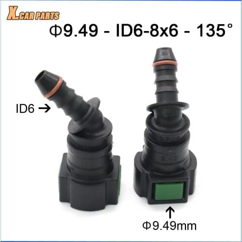9.49mm 9.49 ID6 8x6 135 degree Auto Fuel line quick connector female gasoline connector with double lock fuel pipe fitting 2pcs