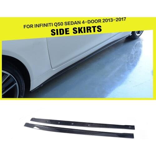 Carbon Fiber Car Side Skirts Extensions Body Lips for Infiniti Q50 Sedan 4-Door 2013 - 2017