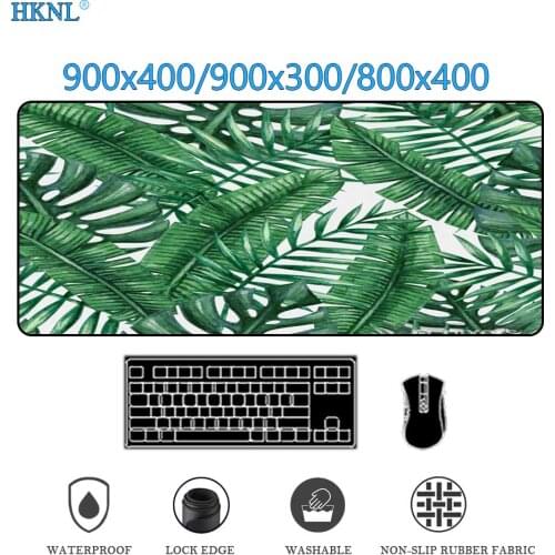 Tropical back bamboo leaves big mouse pad gamer gaming accessories mousepad Carpets Keyboard mat Desks rubber membership 900x400