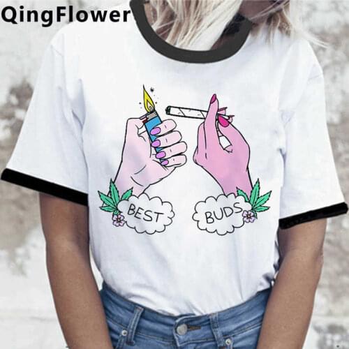 Bong Weed clothes women 2021 tumblr ulzzang couple vintage top tees summer top aesthetic plus size
