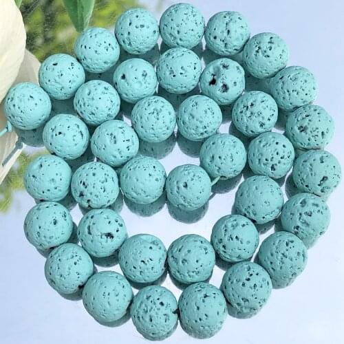 Natural Volcanic Rock Lake Blue Lava Stone Beads Rubber Loose Spacer Beads For Jewelry Making DIY Women Bracelet 4 6 8 10 12mm